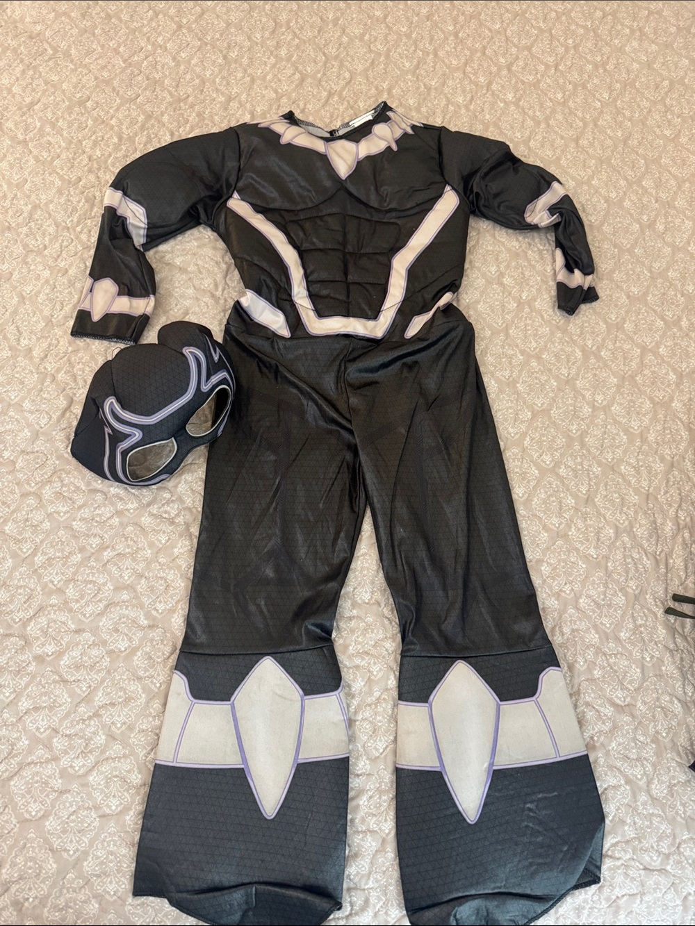 Black panther Kids Black and Gray Superhero Costume with Mask